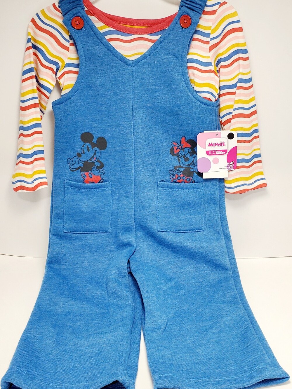 2T Disney Junior Mickey & Minnie 2 Pc. Jumpsuit w/Long Sleeve Shirt NWT